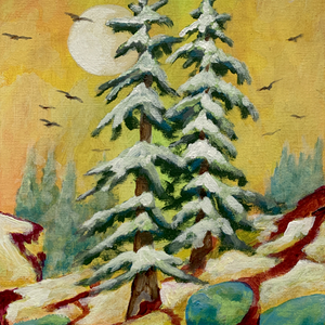 Együtt a hidegben -akrilfestmény - 24 x 18 cm - mese, Művészet, Festmény, Akril, Festészet, MESKA