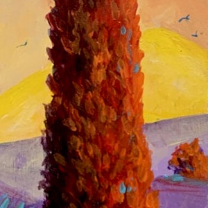 Két tuját ábrázoló deszkakép - akrilfestmény - egyenként 30 x 11,5 cm - művészet - festmény - akril - Meska.hu