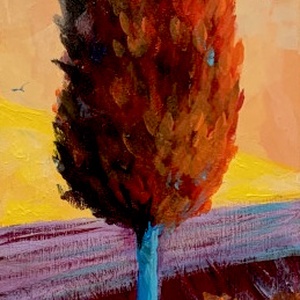 Két tuját ábrázoló deszkakép - akrilfestmény - egyenként 30 x 11,5 cm - művészet - festmény - akril - Meska.hu