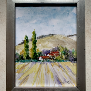 Késő őszi Provence - akvarell - 20 x 15 cm + a keret - művészet - festmény - akvarell - Meska.hu