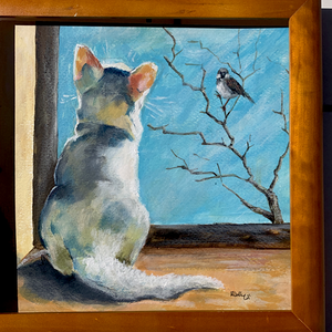 Barátkozás harmadik emelet magasságában - akrilfestmény - 25 x 25 cm - művészet - festmény - akril - Meska.hu