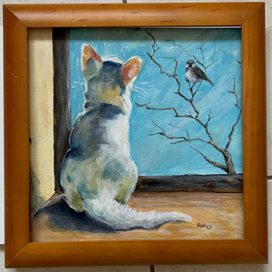 Barátkozás harmadik emelet magasságában - akrilfestmény - 25 x 25 cm - művészet - festmény - akril - Meska.hu