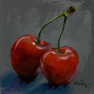 Cseresznyeimádóknak - keretezett akrilfestmény - művészet - festmény - akril - Meska.hu