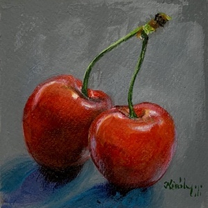 Cseresznyeimádóknak - keretezett akrilfestmény - Meska.hu