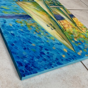 Kék-sárga Balaton - 39 x 29 cm - művészet - festmény - akril - Meska.hu