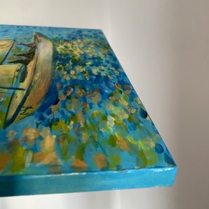 Kék-sárga Balaton - 39 x 29 cm - művészet - festmény - akril - Meska.hu