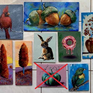 Bulikázós néni - deszkakép - 20 x 13,5 cm - művészet - festmény - akril - Meska.hu