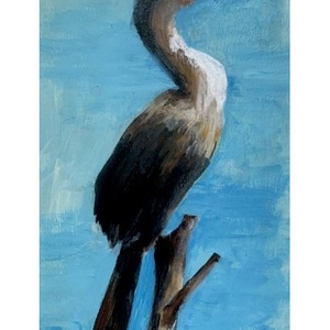 Vízparti megfigyelők - deszkakép - akril (80 x 14) - madár, madarak - Meska.hu