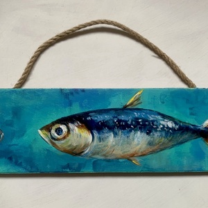 Be ne kapd a horgot! - akrilfestékkel deszkára festett kép - 10 x 35 cm - Meska.hu