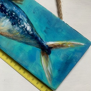 Be ne kapd a horgot! - akrilfestékkel deszkára festett kép - 10 x 35 cm - művészet - festmény - akril - Meska.hu