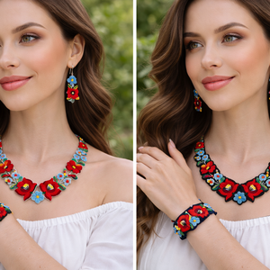 Kalocsai mintás ékszerszett - ékszer - ékszerszett - Meska.hu