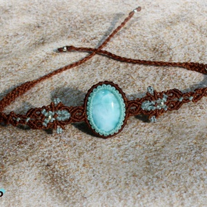 Larimar makramé karkötő - Meska.hu