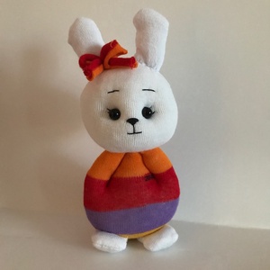 Csíkos  ruhás nyuszilány, Játék & Sport, Plüssállat & Játékfigura, Nyuszi, Varrás, MESKA