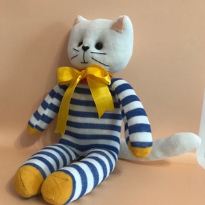 Csíkos cica - játék & sport - plüssállat & játékfigura - cica - Meska.hu