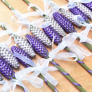 LEVENDULA BUZOGÁNYOK, világos és sötét lila szalaggal -  - Meska.hu