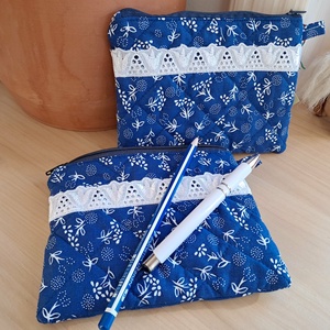 Kékfestő mintázatú mini neszeszer - táska & tok - neszesszer - Meska.hu