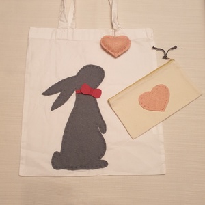 Nyuszis vászontáska és neszesszer, Táska & Tok, Bevásárlás & Shopper táska, Shopper, textiltáska, szatyor, Varrás, MESKA