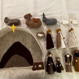 Karácsonyi betlehem teljes szett - beige - karácsony - adventi díszek - adventi asztaldísz - Meska.hu