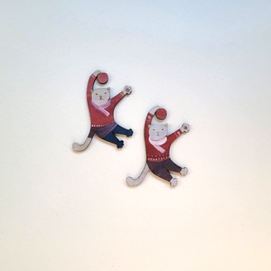 Cica párok - kézzel festett dekoráció - 2 db/csomag - karácsony - karácsonyi lakásdekoráció - karácsonyfadíszek - Meska.hu