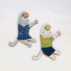 Cica párok - kézzel festett dekoráció - 2 db/csomag - karácsony - karácsonyi lakásdekoráció - karácsonyfadíszek - Meska.hu