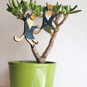 Cica párok - kézzel festett dekoráció - 2 db/csomag, Karácsony, Karácsonyi lakásdekoráció, Karácsonyfadíszek, Festett tárgyak, Gravírozás, pirográfia, MESKA