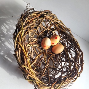 Vadszőlő indából készült kézműves húsvéti nyuszifészek � természetes, 30 cm - ünnepi díszek, dekorációk - húsvéti díszek és dekorációk - húsvéti asztaldíszek - Meska.hu