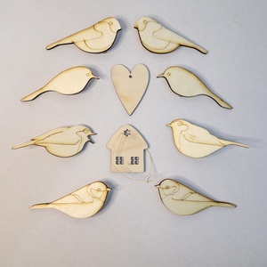 Fenyőerdő madarai � kifesthető lézervágott fa dísz szett csipesszel (5�7 cm) - diy (csináld magad) - egységcsomag - Meska.hu