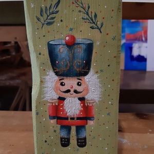 Karácsonyi asztali díszek szarufa végekből. - művészet - festmény - festmény vegyes technika - Meska.hu
