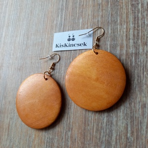 Fa korong alakú fülbevaló pár 5 cm - ékszer - fülbevaló - karika fülbevaló - Meska.hu