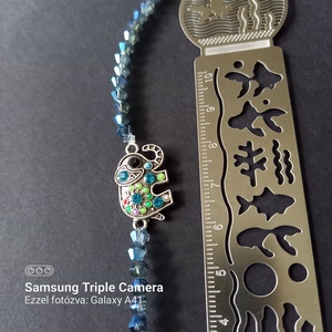 Csiszolt üveg gyöngyökkel egyedileg díszített fém könyvjelző  - könyv & zene - könyvjelző - Meska.hu
