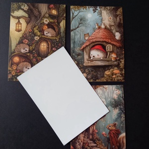 Sünis, egérkés mintájú képek dekoráláshoz 4 db 10x14,5 cm - kellékek & szerszámok - dekorációs kellékek - egyéb kellékek - Meska.hu