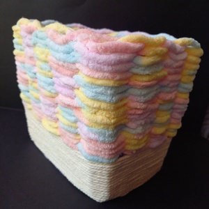 Cukorka színű tároló kosár 19x16x13 cm - otthon & életmód - tárolás & rendszerezés - tárolókosár - Meska.hu