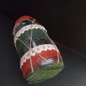 Egyedileg díszített üveg lámpás fényfüzérrel  - otthon & életmód - lámpa - asztali lámpa - Meska.hu