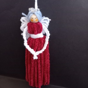 Angyal, angyalka bordó, fehér színű 18 cm - Meska.hu