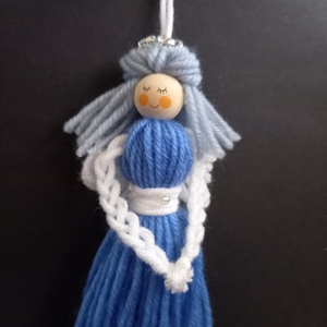 Angyal, angyalka kék, fehér színű 18 cm - karácsony - karácsonyi lakásdekoráció - karácsonyfadíszek - Meska.hu
