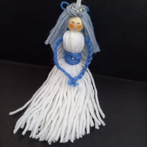 Angyal, angyalka fehér, kék színű 17 cm - Meska.hu
