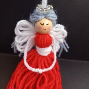 Angyal, angyalka piros, fehér színű 16 cm - Meska.hu
