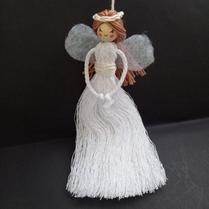 Karácsonyi makramé angyal, angyalka 19 cm - Meska.hu