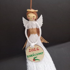 Karácsonyi makramé angyal, angyalka 19 cm - Meska.hu