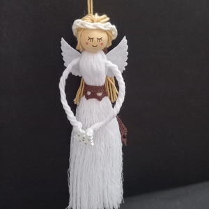 Makramé angyal, angyalka 19 cm - Meska.hu