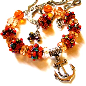 Narancsvidék - szett AKCIÓ! - ékszer - karkötő - széles karkötő - Meska.hu