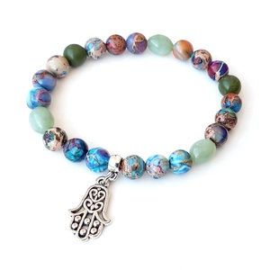 Fatime keze - császárkő, jáde ásványkarkötő - ékszer - karkötő - gyöngyös karkötő - Meska.hu