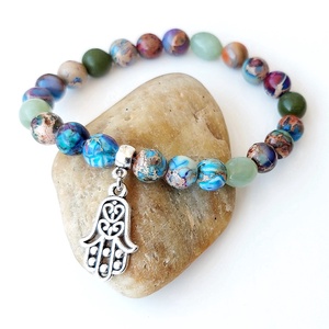 Fatime keze - császárkő, jáde ásványkarkötő - ékszer - karkötő - gyöngyös karkötő - Meska.hu