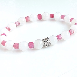 Összhang - rubellit holdkő drágakő karkötő, ásványkarkötő ezüsttel - Meska.hu