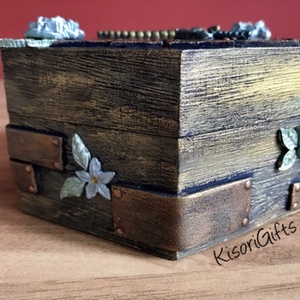 Szitakötős mixed-media ékszerdoboz, steampunk, választható felirattal -  - Meska.hu