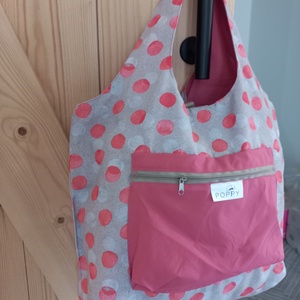 Poppy összecsukható bevásárlótáska / lazac pöttyös - táska & tok - bevásárlás & shopper táska - shopper, textiltáska, szatyor - Meska.hu