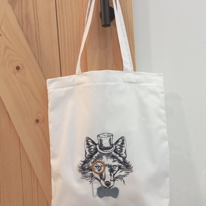 Hímzett vászontáska / Róka Úr, Táska & Tok, Bevásárlás & Shopper táska, Shopper, textiltáska, szatyor, Hímzés, Varrás, MESKA