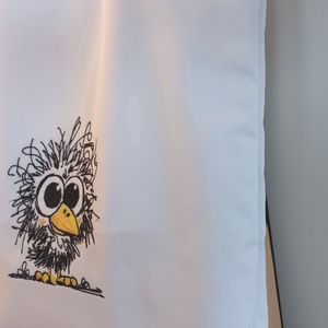 Hímzett vászontáska / kócos madár - táska & tok - bevásárlás & shopper táska - shopper, textiltáska, szatyor - Meska.hu