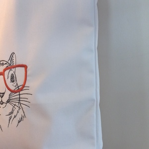 Hímzett vászontáska / mókus narancs szemüveggel - táska & tok - bevásárlás & shopper táska - shopper, textiltáska, szatyor - Meska.hu