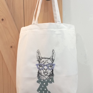 Hímzett vászontáska / láma virágos sállal - táska & tok - bevásárlás & shopper táska - shopper, textiltáska, szatyor - Meska.hu